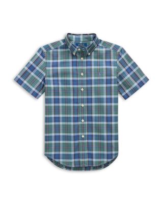 Ralph Lauren - Boys' Plaid Cotton Oxford Short Sleeve Shirt - Little Kid, Big Kid