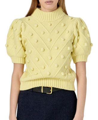 Women's Pom Pom Puff Sleeve Sweater