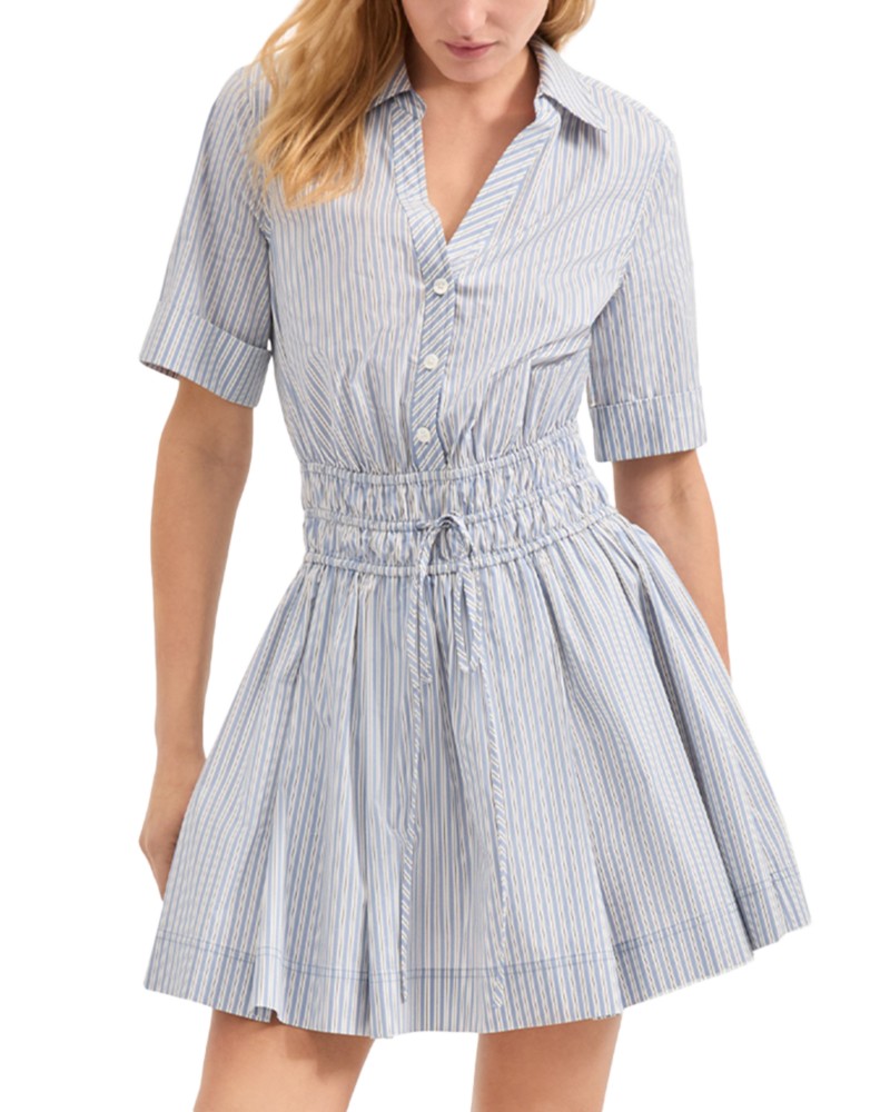 Veronica Beard Susan Poplin Shirt Dress in Blue/Multi
