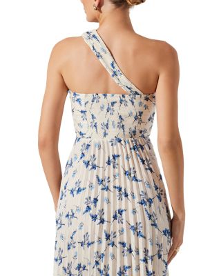 Rasya One Shoulder Floral Pleated Maxi Dress