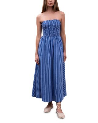 Shirred Poplin Maxi Dress