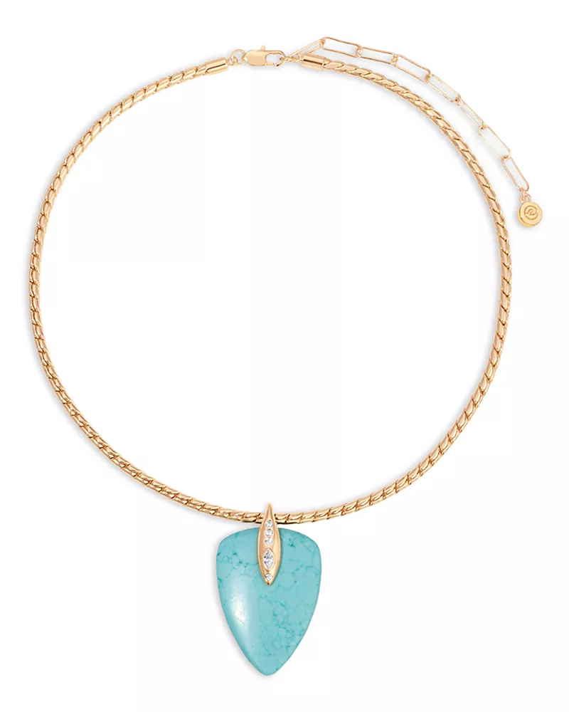 Ettika Turquoise Solstice Turquoise & Cubic Zirconia Pendant Choker Necklace, 15.5