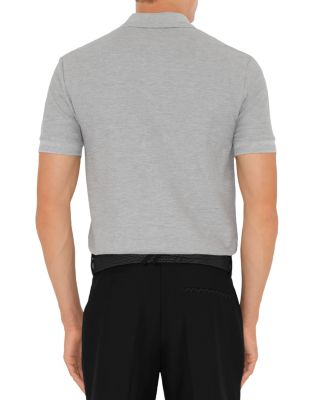 Eddie Cotton Piqu&eacute; Equestrian Knight Embroidered Slim Fit Check Placket Polo Shirt