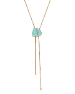 Ettika - Turquoise Solstice Turquoise & Cubic Zirconia Lariat Necklace, 33"