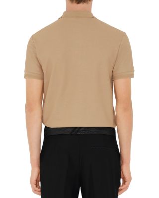 Eddie Cotton Piqu&eacute; Equestrian Knight Embroidered Slim Fit Check Placket Polo Shirt