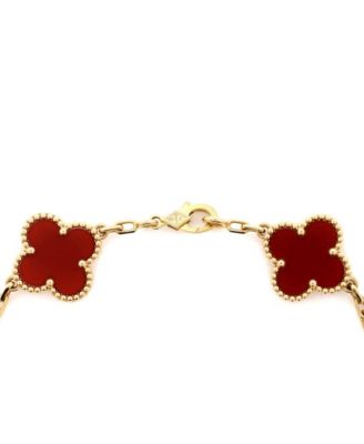 Vintage Alhambra 5 Motifs Bracelet 18K Gold and Carnelian