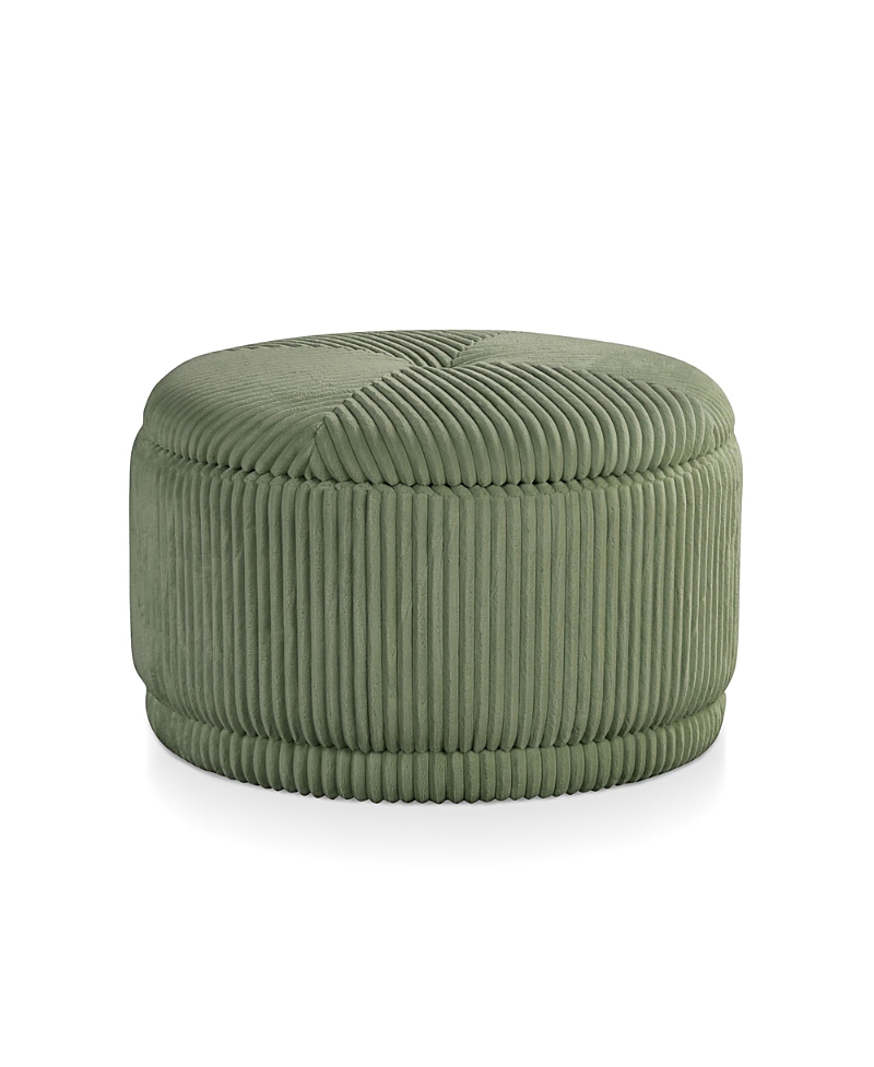 Furniture Of America Lyla Chenille Round Storage Ottoman