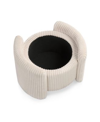 Lyla Chenille Round Storage Ottoman with Reversible Cushion