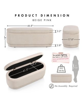 Lyla Chenille Oval Storage Bench