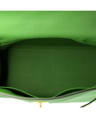 Kelly 28 Handbag Green Togo with Gold Hardware