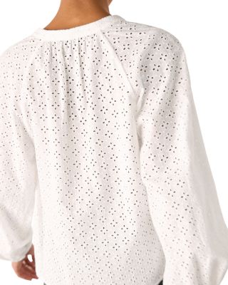 Broderie Split Neck Blouse