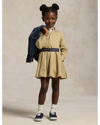Ralph Lauren - Girls' Chino Shirt Dress with Belt - Little Kid, Big Kid