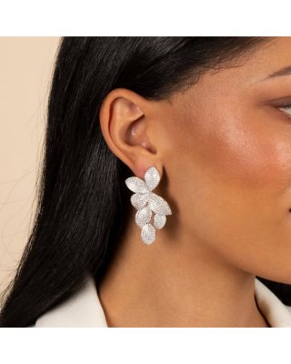 Pav&eacute; Leaf Drop Earrings