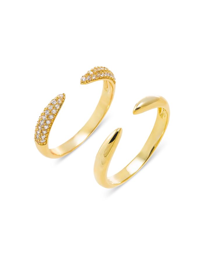 Pavé X Solid Double Claw Ring, Set of 2