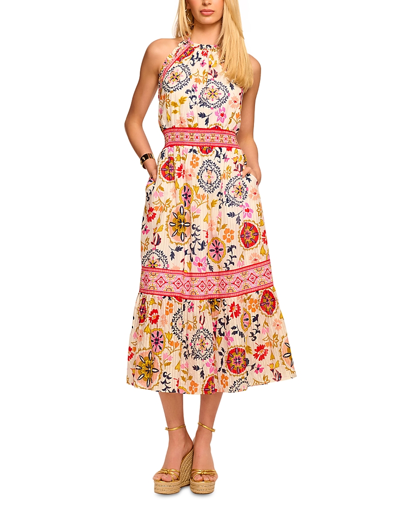 Ramy Brook Delia Printed Smocked Waist Midi Dress