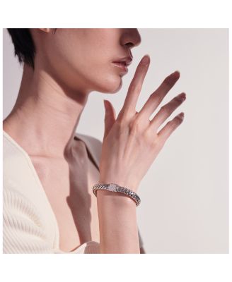 Classic Chain Sterling Silver Extra Small Bracelet with Diamond Pav&eacute;