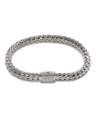 JOHN HARDY - Classic Chain Sterling Silver Bracelet with Diamond Pav&eacute;