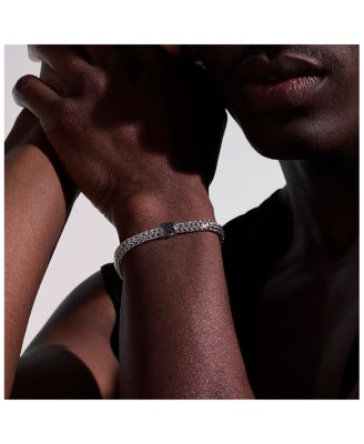 Sterling Silver Icon Bracelet with Pav&eacute; Black Sapphire, 6.5mm