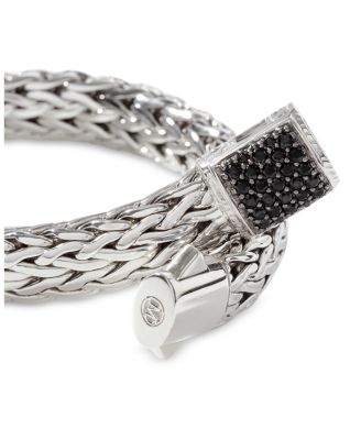 Sterling Silver Icon Bracelet with Pav&eacute; Black Sapphire, 10.5mm