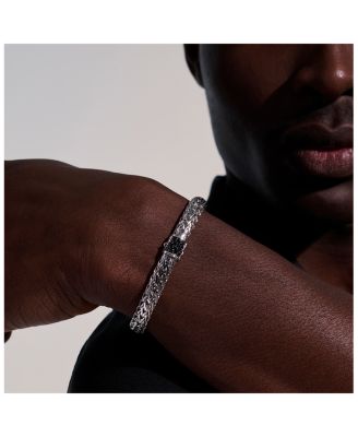  Sterling Silver Icon Bracelet with Pav&eacute; Black Sapphire, 7.5mm