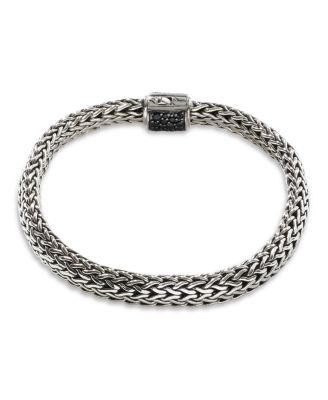 Sterling Silver Classic Chain Black & Blue Sapphire Reversible Bracelet