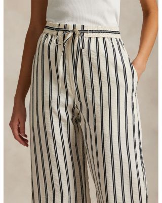 Striped Silk Blend Wide Leg Pants
