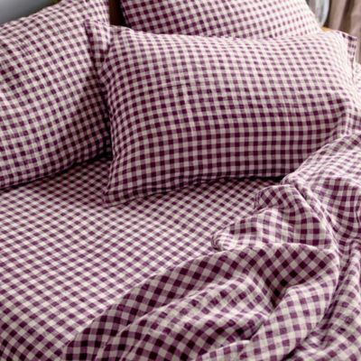 Gingham Linen Fitted Sheet, King
