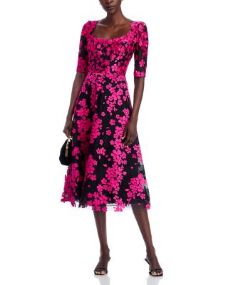 Floral Appliqu&amp;eacute; Midi Dress