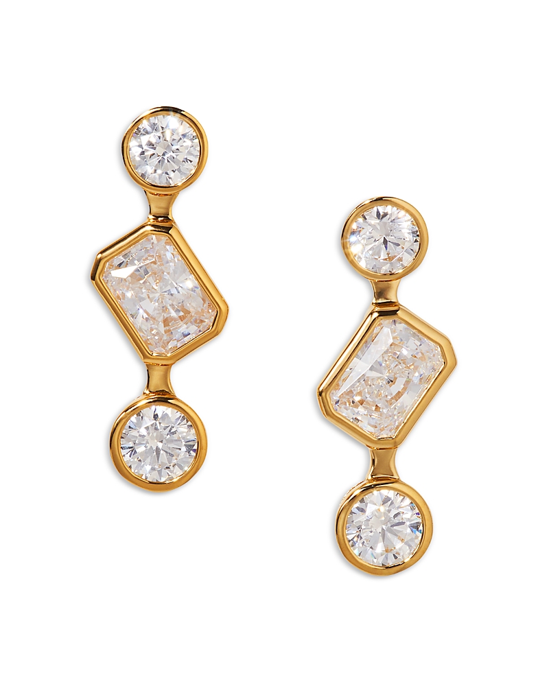 Nadri Brooklyn Cubic Zirconia Trio Mini Linear Earrings In Gold