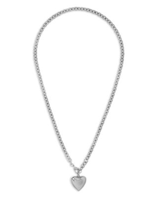 Mini Puffy Heart Pendant Necklace, 18.5" 