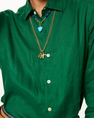 Puffy Initial Double Chain Pendant Necklace, 26"