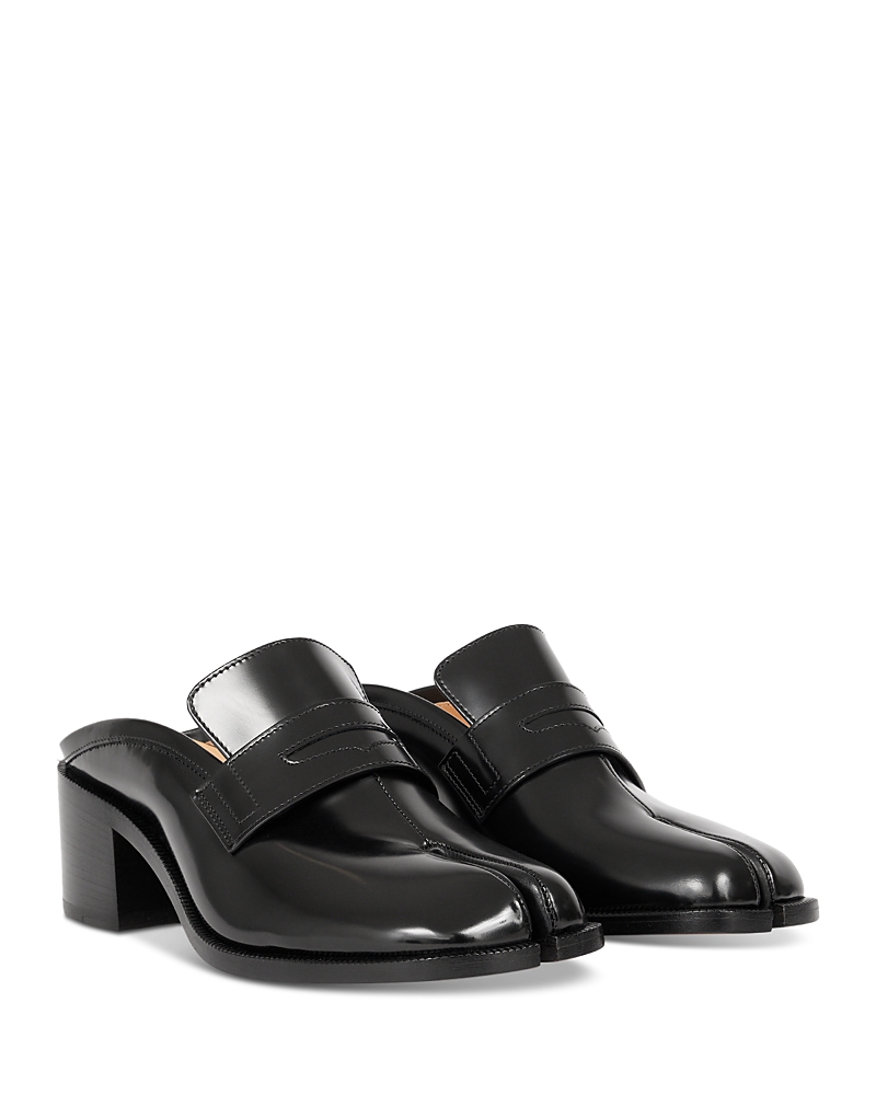 Maison Margiela Tabi Leather City Split-toe Loafer Mules In Black
