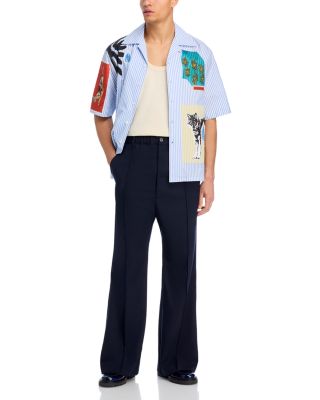 Regular Fit Flared Wool Pants