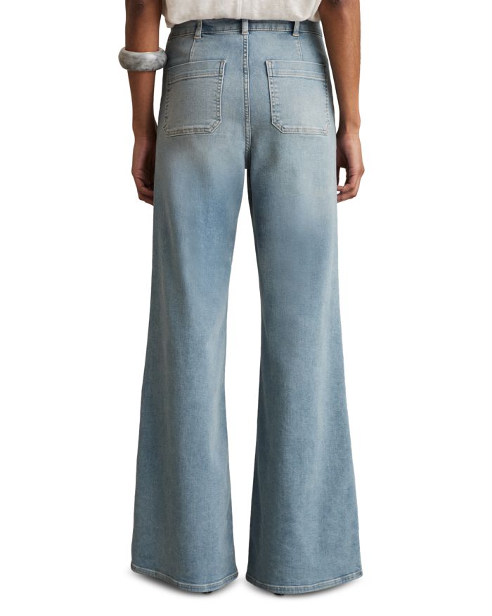 Sakura Flare Patch Pocket Jeans Light Blue