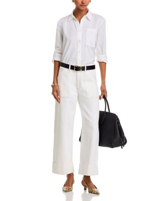 The Utility Trouser High Rise Ankle Wide Leg Jeans in Au Natural Clean