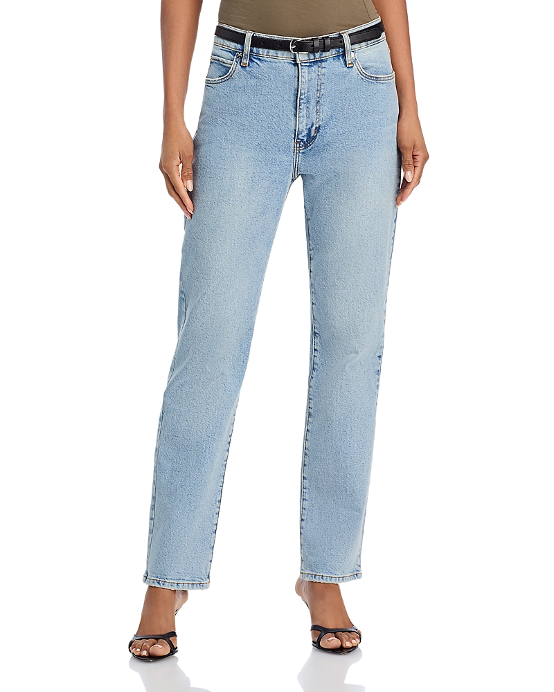 Frame The Borrowed High Rise Ankle Slim Straight Jeans in Dolly