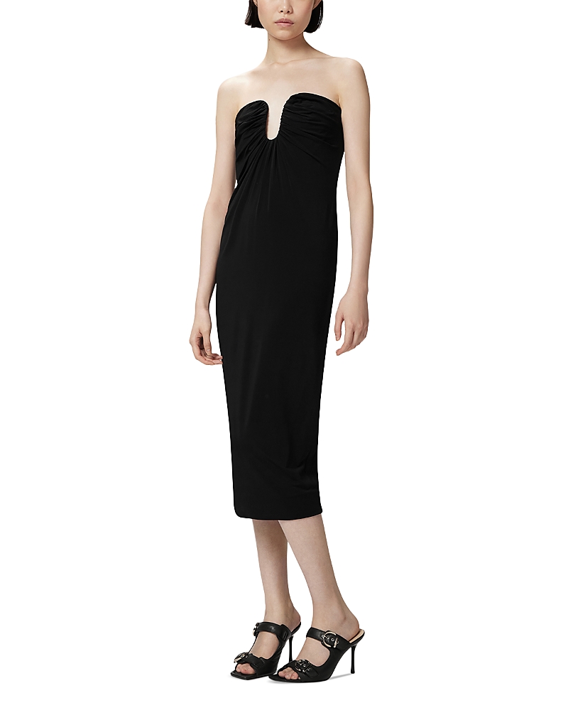 Pinko Fitted Black Stretch Viscose Midi Dress