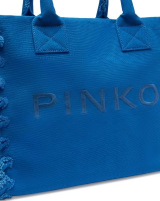 Beach Shopping Blue Cotton Canvas Handbag