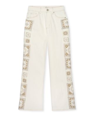 The Getty High Rise Crop Jeans in Vintage Ercu Crochet