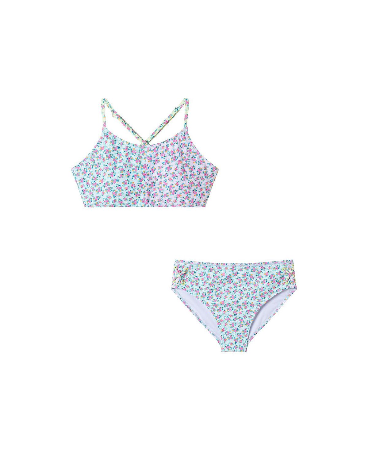 Andy & Evan Girls' Floral Two Piece Swim Suit - Big Kid