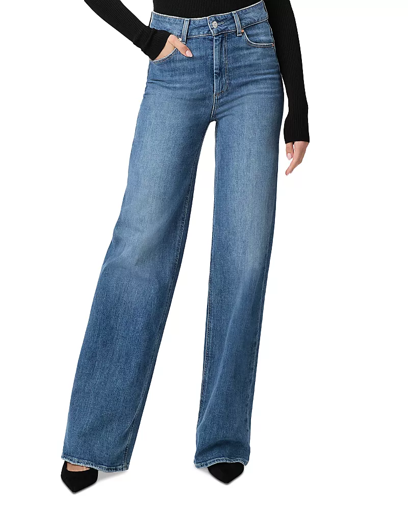 Paige Sasha High Rise Wide Jeans in Stefania Distressed