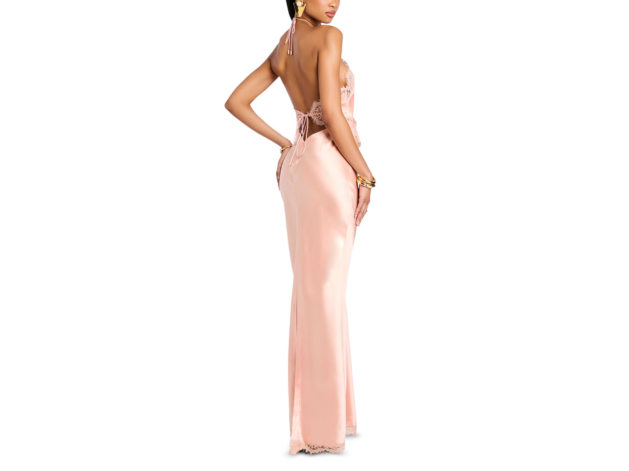 Lace Trim Halter Dress — Image 3
