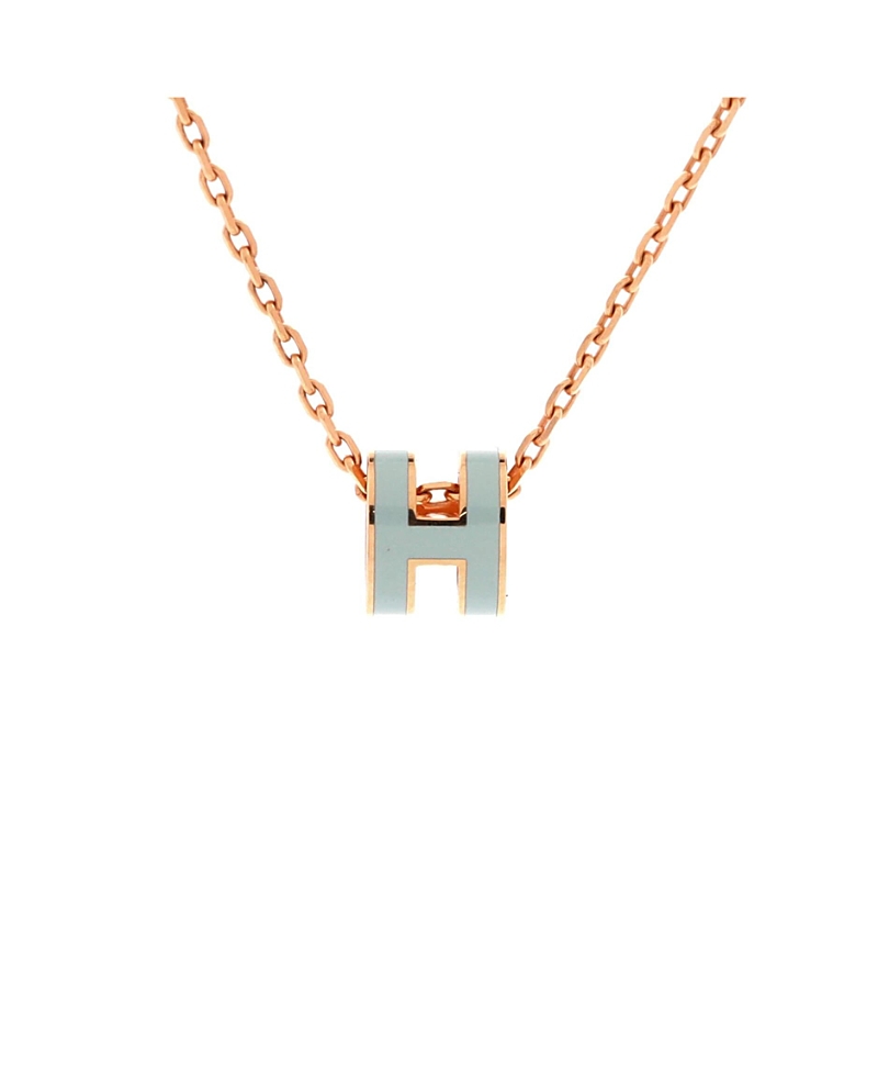 PRE-OWNED HERMES PRE-OWNED HERMES MINI POP H PENDANT CHAIN NECKLACE METAL AND ENAMEL