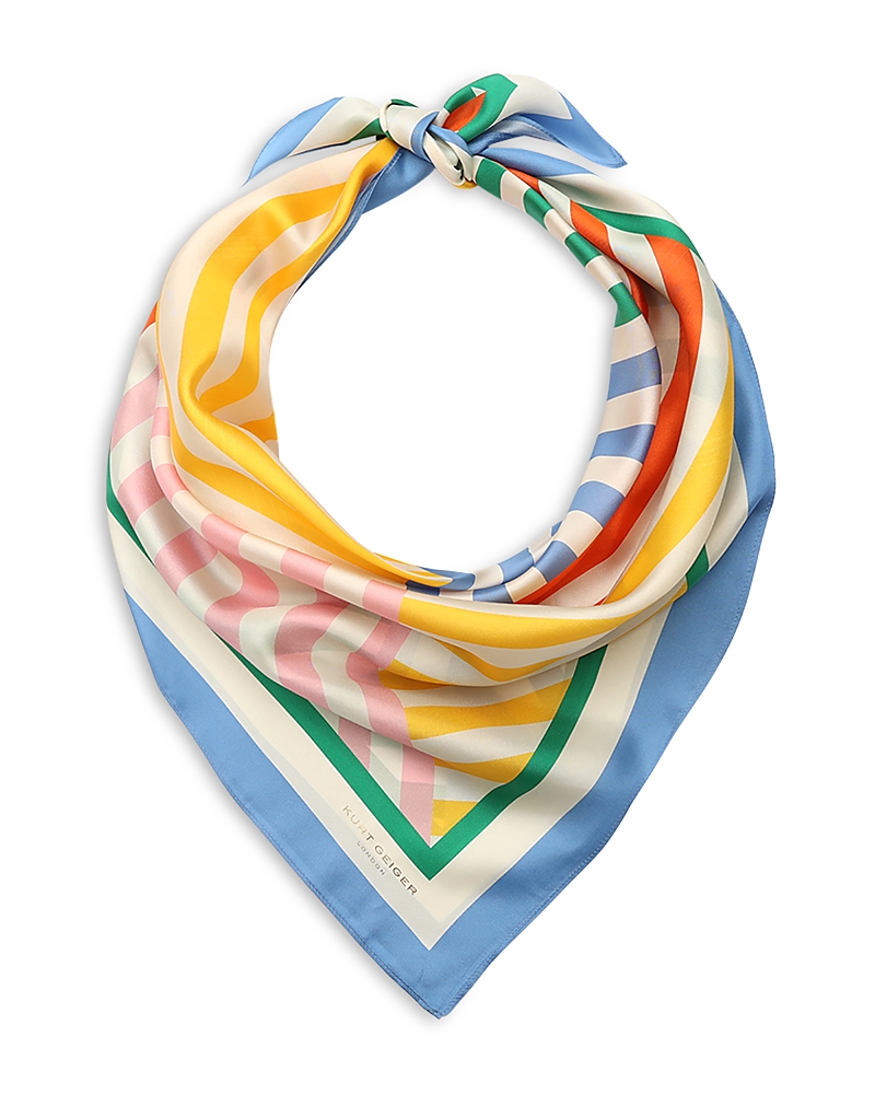KURT GEIGER HERRINGBONE MIXED STRIPE SILK SCARF