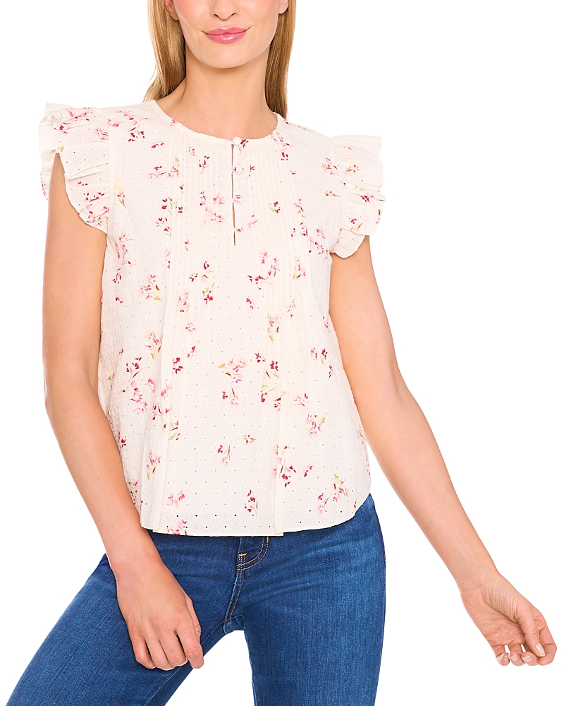 CeCe Pin Tuck Ruffle Top