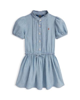 Ralph Lauren - Girls' Indigo Cotton Chambray Dress - Little Kid