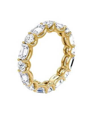 Alternating Shapes Eternity Band in Gold/Platinum, 2.8ctw Emerald & Round Brilliant Lab Grown Diamond