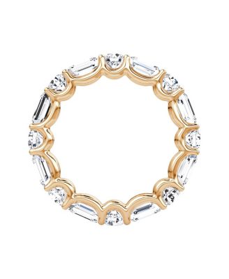 Alternating Shapes Eternity Band in Gold/Platinum, 2.8ctw Emerald & Round Brilliant Lab Grown Diamond