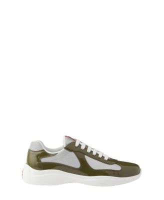 Men's Patent Leather and Technical Fabric America's Cup Sneakers in Green