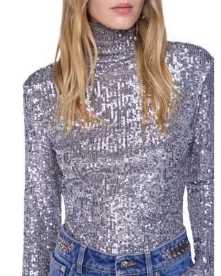 Sequin Turtleneck Top